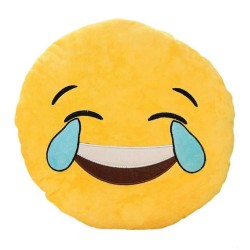 Soft Smiley Emoticon Yellow Round Cushion Pillow Stuffed Plush Toy Doll (Laugh To Tears)